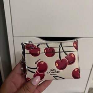 coach Mini Skinny Id Case With Cherry Print